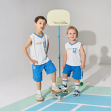 Dave&Bella Summer Kids Boys White/Red Stretchable Sleeveless Outdoor Soccer Outfit Sets