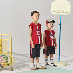 Dave&Bella Summer Kids Boys White/Red Stretchable Sleeveless Outdoor Soccer Outfit Sets