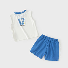 Dave&Bella Summer Kids Boys White/Red Stretchable Sleeveless Outdoor Soccer Outfit Sets