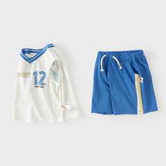 Dave&Bella Summer Kids Boys White/Red Stretchable Sleeveless Outdoor Soccer Outfit Sets