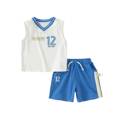 Dave&Bella Summer Kids Boys White/Red Stretchable Sleeveless Outdoor Soccer Outfit Sets