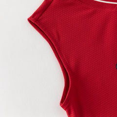 Dave&Bella Summer Kids Boys White/Red Stretchable Sleeveless Outdoor Soccer Outfit Sets