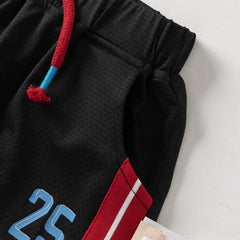 Dave&Bella Summer Kids Boys White/Red Stretchable Sleeveless Outdoor Soccer Outfit Sets