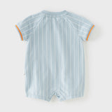 Dave&Bella Baby Boys Summer Sky Blue Short-sleeved Comfortable Cotton Indoor Rompers