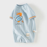 Dave&Bella Baby Boys Summer Sky Blue Short-sleeved Comfortable Cotton Indoor Rompers