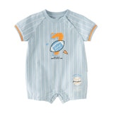 Dave&Bella Baby Boys Summer Sky Blue Short-sleeved Comfortable Cotton Indoor Rompers