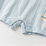Dave&Bella Baby Boys Summer Sky Blue Short-sleeved Comfortable Cotton Indoor Rompers