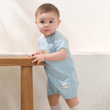 Dave&Bella Baby Boys Summer Sky Blue Short-sleeved Comfortable Cotton Indoor Rompers