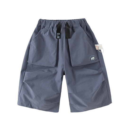 Dave&Bella Summer Kids Boys Grey Blue Comfortable Straight-leg Wide Pants