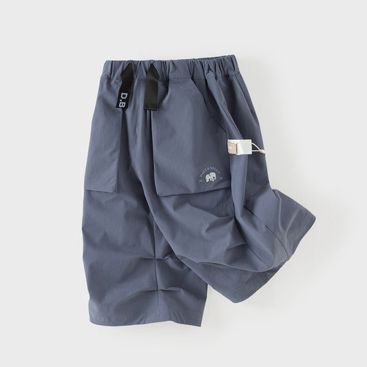 Dave&Bella Summer Kids Boys Grey Blue Comfortable Straight-leg Wide Pants