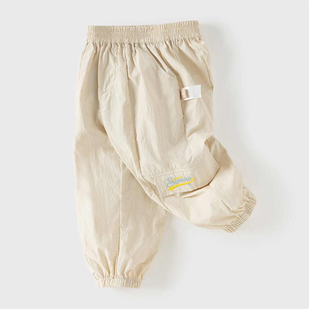 Dave&Bella Toddler Boys Summer Purple/Apricot Lightweight Loose Jogger Pants