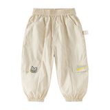 Dave&Bella Toddler Boys Summer Purple/Apricot Lightweight Loose Jogger Pants