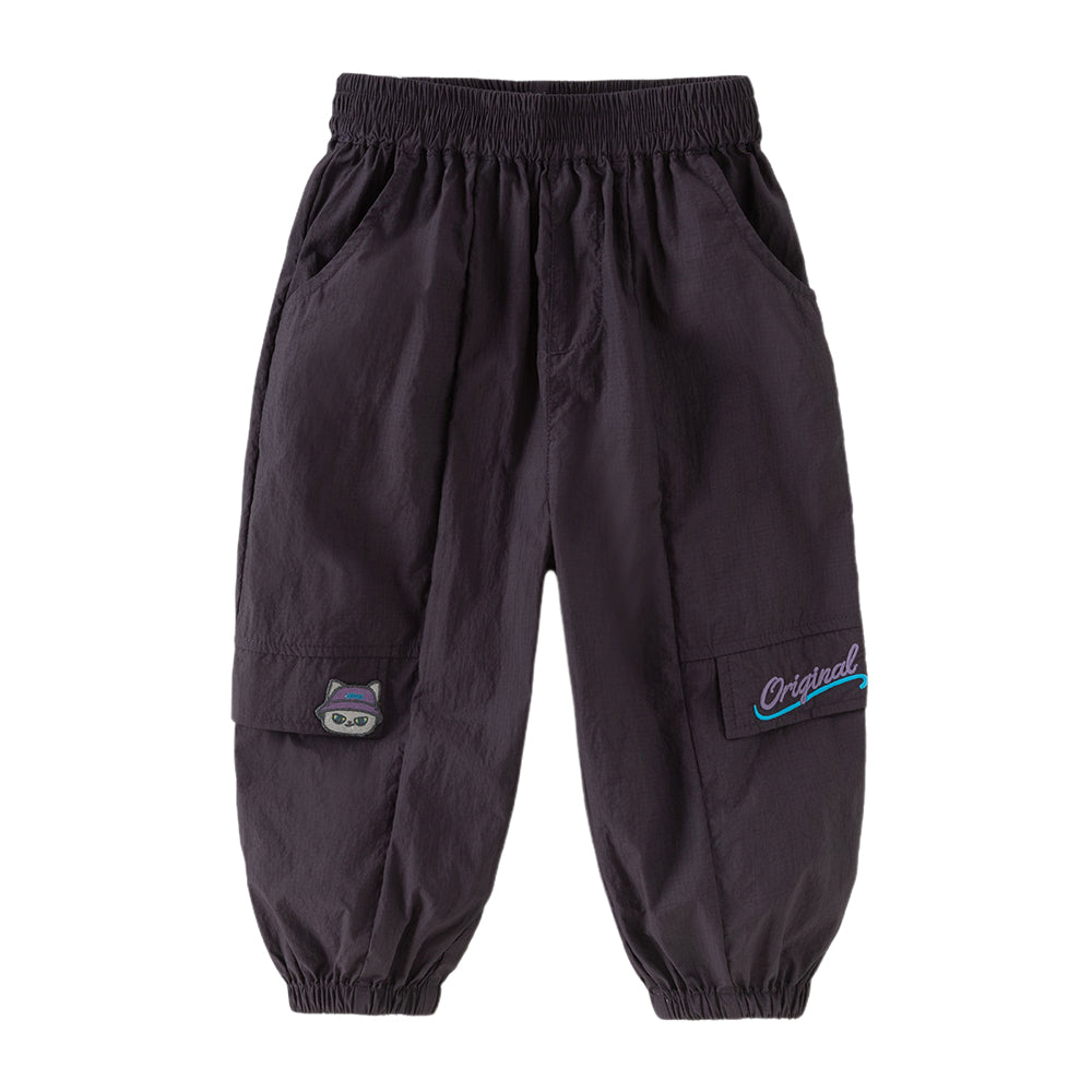 Dave&Bella Toddler Boys Summer Purple/Apricot Lightweight Loose Jogger Pants