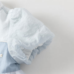 Dave&Bella Summer Toddler Girls Classic Blue Traditional-style Turtle A-line Mesh Dress