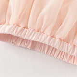 Dave&Bella Kids Girls Summer Milk White Chinese-style Embroidery Turtle Mesh Skirt Suits