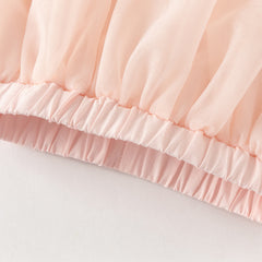 Dave&Bella Kids Girls Summer Milk White Chinese-style Embroidery Turtle Mesh Skirt Suits