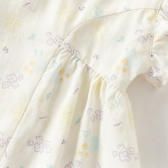 Dave&Bella Toddler Girls Summer Beige Butterfly Print Chinese-style Sleeveless Outfit Sets