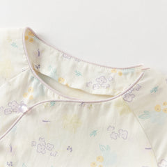 Dave&Bella Baby Girls Summer Beige Butterfly Print Soft Indoor Rompers