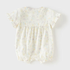 Dave&Bella Baby Girls Summer Beige Butterfly Print Soft Indoor Rompers