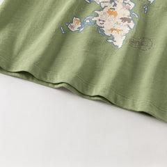 Dave&Bella Summer Toddler Boys Green Map Print Pure Cotton Top Short Sets