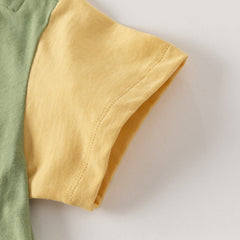 Dave&Bella Summer Toddler Boys Green Map Print Pure Cotton Top Short Sets