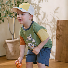 Dave&Bella Summer Toddler Boys Green Map Print Pure Cotton Top Short Sets