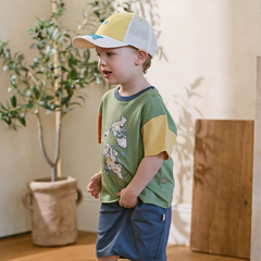 Dave&Bella Summer Toddler Boys Green Map Print Pure Cotton Top Short Sets