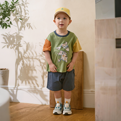 Dave&Bella Summer Toddler Boys Green Map Print Pure Cotton Top Short Sets