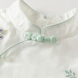 Dave&Bella Summer Toddler Girls White Chinese Style Party A-line Dress(wallet bag)