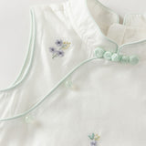 Dave&Bella Summer Toddler Girls White Chinese Style Party A-line Dress(wallet bag)