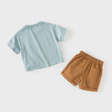 Dave&Bella Summer Toddler Boys Blue Casual Comfortable Cute Car Print Top Shorts Sets