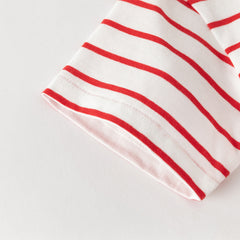 Dave&Bella Toddler Boys Summer Fashion Striped Red/Blue Breathable Casual T-shirts