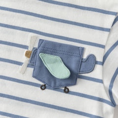 Dave&Bella Toddler Boys Summer Fashion Striped Red/Blue Breathable Casual T-shirts