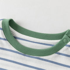 Dave&Bella Toddler Boys Summer Fashion Striped Red/Blue Breathable Casual T-shirts