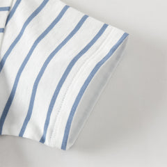 Dave&Bella Toddler Boys Summer Fashion Striped Red/Blue Breathable Casual T-shirts