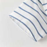 Dave&Bella Toddler Boys Summer Fashion Striped Red/Blue Breathable Casual T-shirts