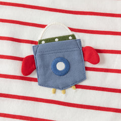 Dave&Bella Toddler Boys Summer Fashion Striped Red/Blue Breathable Casual T-shirts