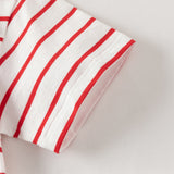 Dave&Bella Toddler Boys Summer Fashion Striped Red/Blue Breathable Casual T-shirts