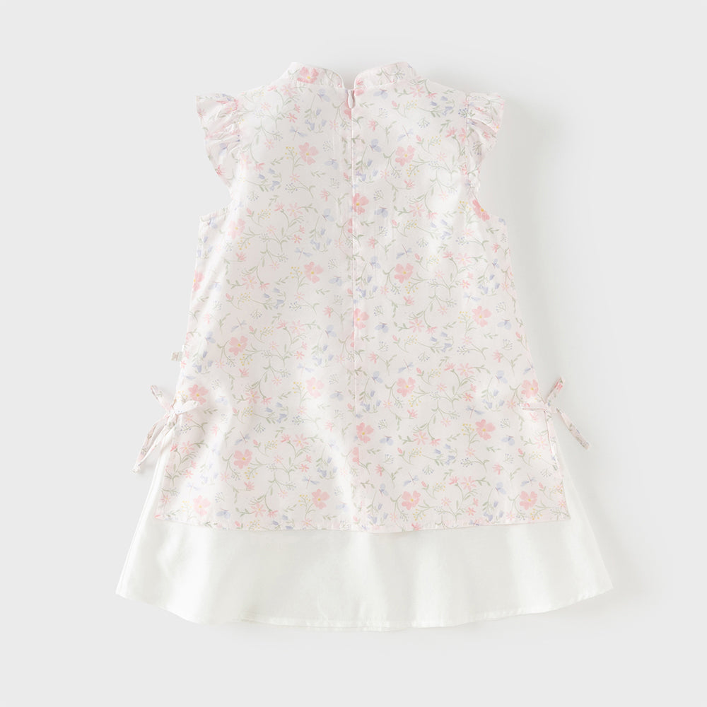 Dave&Bella Toddler Girls Summer Floral Print Turtle Elegant Chinese-style Party Dress