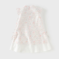 Dave&Bella Toddler Girls Summer Floral Print Turtle Elegant Chinese-style Party Dress