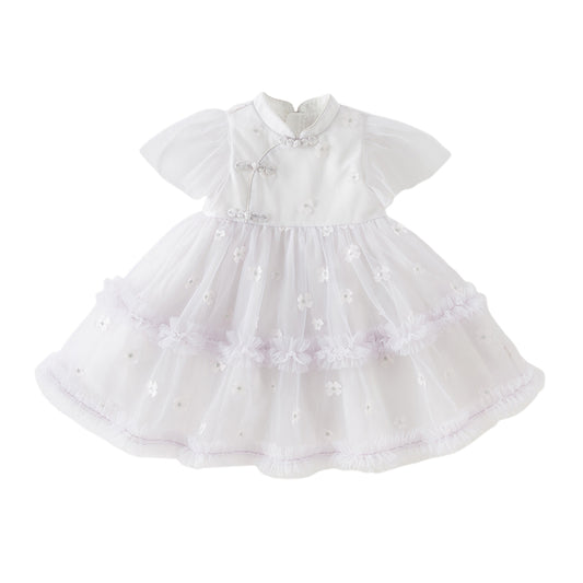 Dave&Bella Toddler Girls Summer Noble Purple Chinese-style Lightweight Mesh Dress