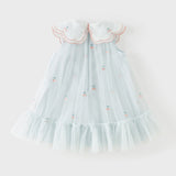Dave&Bella Summer Toddler Girls Elegant Light Blue Lightweight Breathable Soft Mesh Dress-1