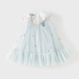 Dave&Bella Summer Toddler Girls Elegant Light Blue Lightweight Breathable Soft Mesh Dress-1