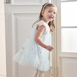 Dave&Bella Summer Toddler Girls Elegant Light Blue Lightweight Breathable Soft Mesh Dress-1