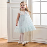 Dave&Bella Summer Toddler Girls Elegant Light Blue Lightweight Breathable Soft Mesh Dress-1