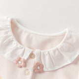Dave&Bella Summer Toddler Girls Sweet Pink Print Soft Stretchable College-style Polos