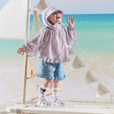 Dave&Bella Summer Toddler Girls Purple Hooded Lightweight Cape-style Sunscreen Jackets