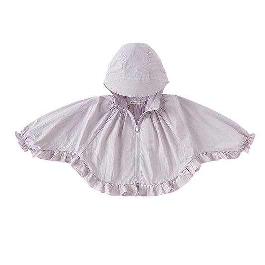 Dave&Bella Summer Toddler Girls Purple Hooded Lightweight Cape-style Sunscreen Jackets