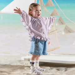 Dave&Bella Summer Toddler Girls Purple Hooded Lightweight Cape-style Sunscreen Jackets