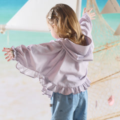 Dave&Bella Summer Toddler Girls Purple Hooded Lightweight Cape-style Sunscreen Jackets